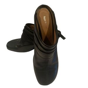 Spring Wedge Mules Leather Transitional Slide Barefoot Toe Comfy Black H3” 39 8